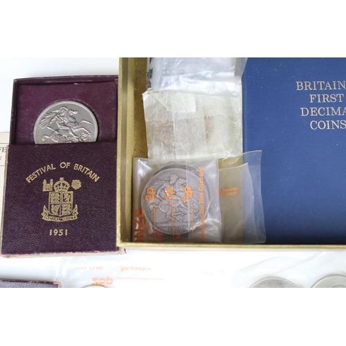 305 - A Collection of mainly British decimal and pre decimal coins to include pre decimal silver crowns an... 