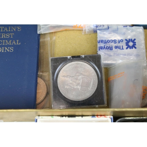 305 - A Collection of mainly British decimal and pre decimal coins to include pre decimal silver crowns an... 