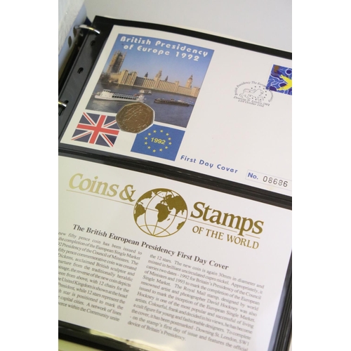 307 - A collection of Westminster Mint coin stamp covers to include 50p, £2, Crowns and £5 examples, all c... 