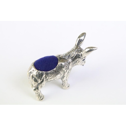 187 - Silver donkey pincushion