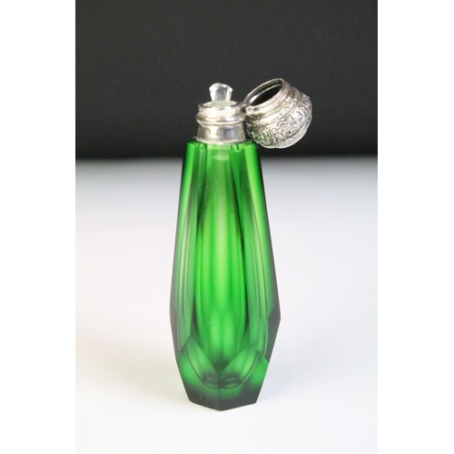 198 - Faceted glass perfume bottle with stopper