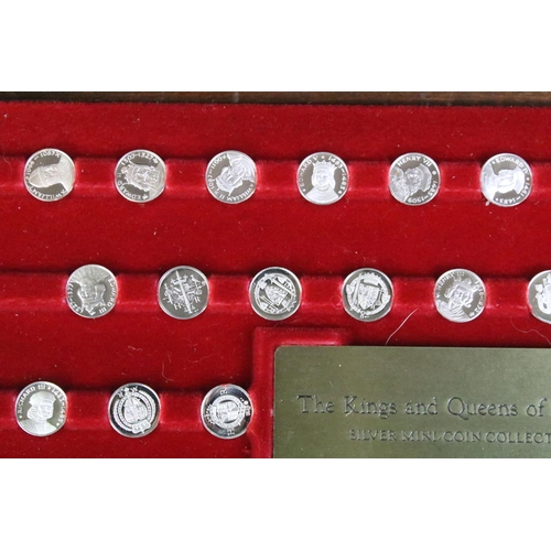 203 - A cased silver miniature coin collection titled 'The Kings & Queens of England'