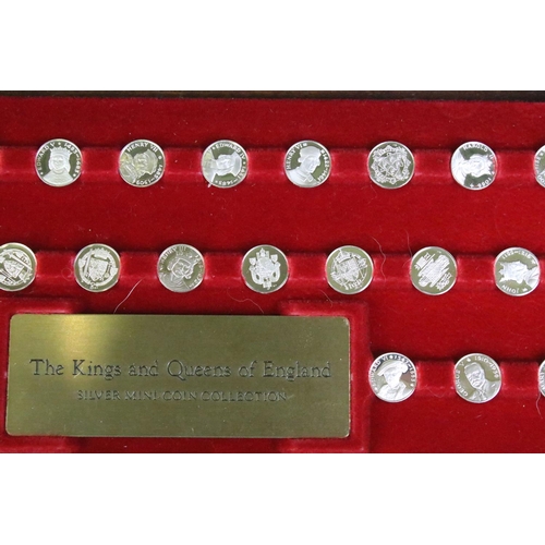 203 - A cased silver miniature coin collection titled 'The Kings & Queens of England'