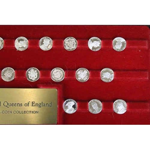 203 - A cased silver miniature coin collection titled 'The Kings & Queens of England'