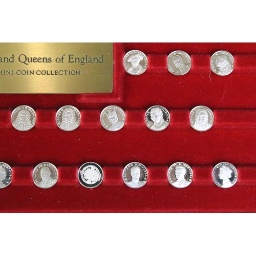 203 - A cased silver miniature coin collection titled 'The Kings & Queens of England'