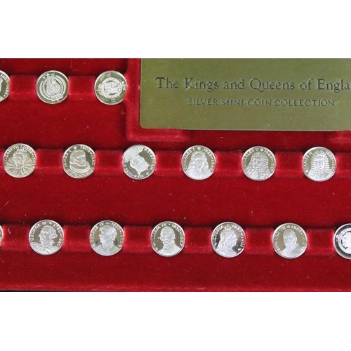 203 - A cased silver miniature coin collection titled 'The Kings & Queens of England'