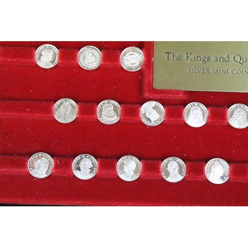 203 - A cased silver miniature coin collection titled 'The Kings & Queens of England'