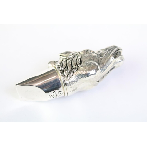 206 - Substantial silver horse head whistle