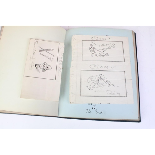 210 - Late 19th century autograph album containing sketches / illustrations, oil painting & signatures, to... 