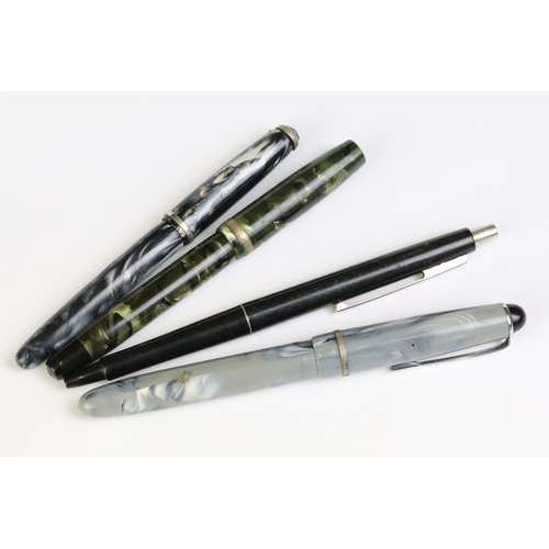 234 - A collection of vintage fountain pens, ballpoint pens and pencils to include Parker examples.