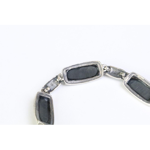 235 - Silver, marcasite and onyx bracelet