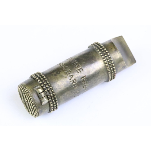 260 - Brass cased vesta in the form of a whistle