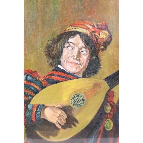 432 - After Frans Hals (c.1582 - 1666), le bouffon au luth (the jester with the lute), oil on board, inscr... 