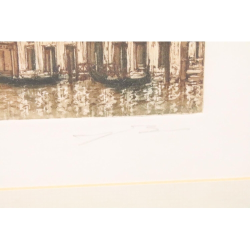 435 - Ugo Baracco aquatint limited edition print of Venice depicting a view of the grand canal, together w... 