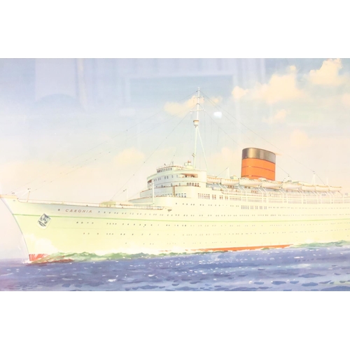 438 - Study of an ocean liner with train in the foreground, watercolour heightened with white, 30 x 46.5cm... 