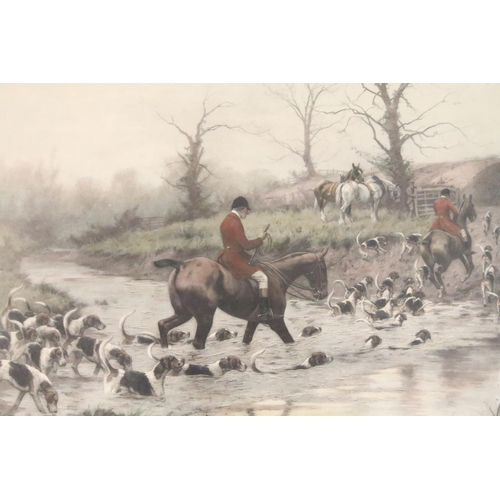 442 - Set of four hunting colour prints after George Wright, comprising: Full Cry Through the Homestead, T... 