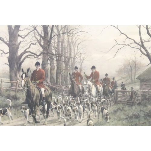 442 - Set of four hunting colour prints after George Wright, comprising: Full Cry Through the Homestead, T... 