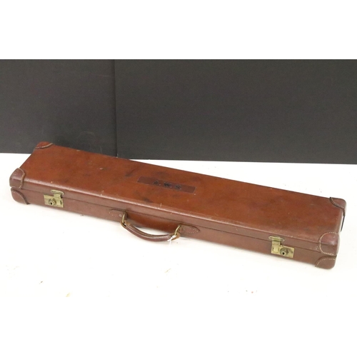 159 - Late 20th Century leather bound gun case with manufacturers label for F Beesley, London SW1. The cas... 
