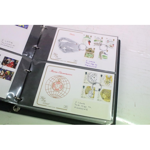 332 - Four albums of assorted late 20th Century first day covers, together with an album of stamps includi... 