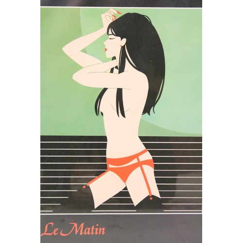 468 - Four French stylised female figures, comprising: Le Matin, Le Soir, L'Apres Midi and Le Midi, colour... 