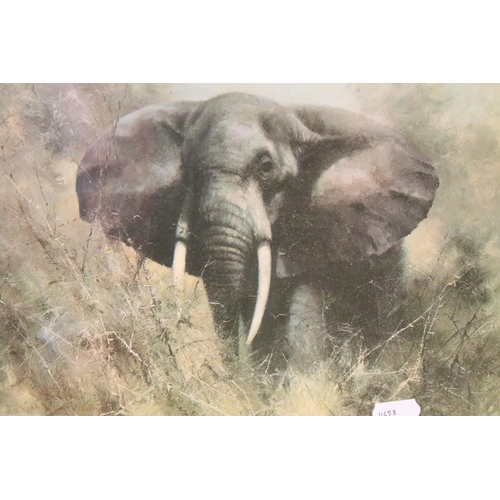 500 - David Shepherd (1931 - 2017), herd of elephants, colour print on board, 50 x 100cm, framed, Bailleul... 