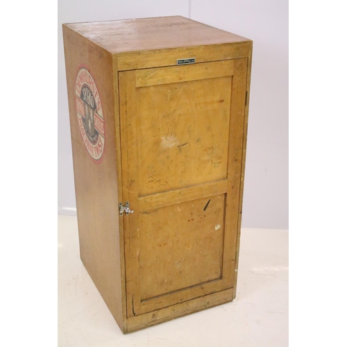 542 - Early 20th century Dewhurst's Sylko two door oak haberdashery / thread storage cabinet, marked in gi... 