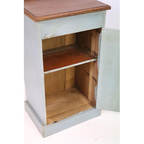 543 - Pair of substantial bedside cupboards, painted in blue, 71cm high x 40cm wide x 30cm deep