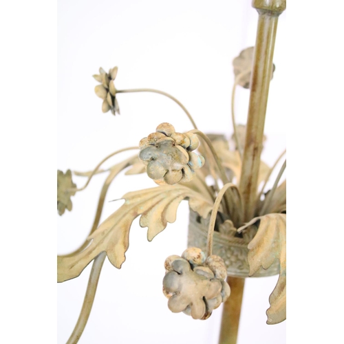 552 - 20th century gilt metal six-branch candle stand, modelled with leaves and flowers, 136cm high