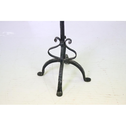 553 - Eastern substantial carved hardwood tapering candlestick, 64.5cm high, diameter 12cm together with a... 