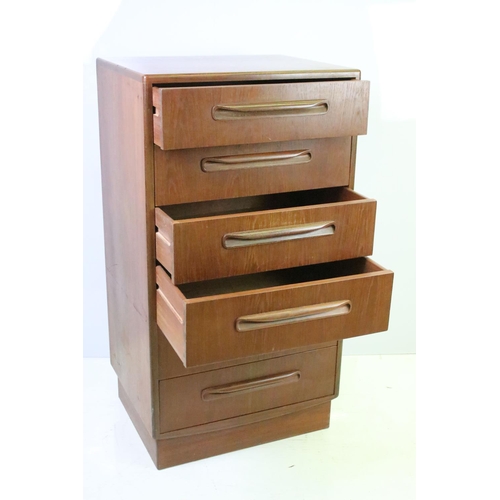 554 - Mid century GPlan teak chest of six drawers, with GPlan label within top drawer, 103cm high x 55.5cm... 