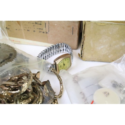 282 - A collection of mainly vintage jewellery, watch parts, straps ...etc..