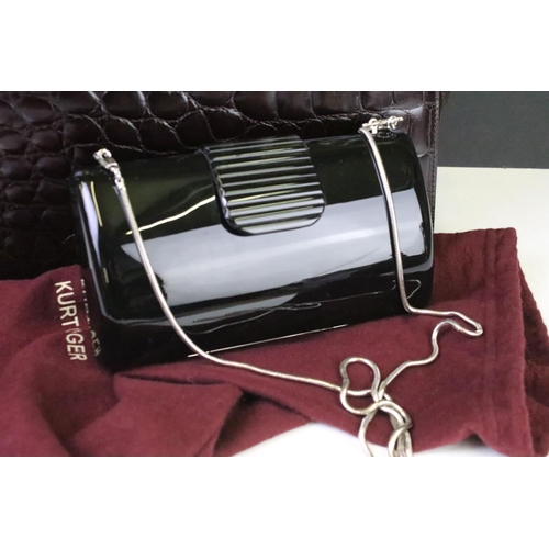 289 - A Louis Vuitton leather card holder together with a Kurt Geiger black acrylic eventing bag with silv... 