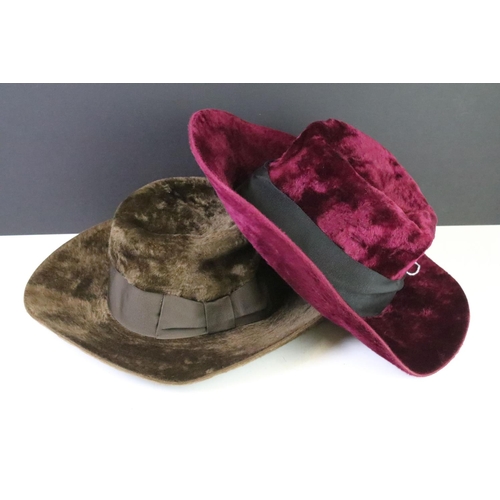 289A - Herbert Johnson, two velour rabbit hats 'Bordeaux' & 'Deep Sable together with two mink hats with su... 