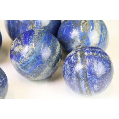 301 - A collection of six polished Lapis Lazuli balls.