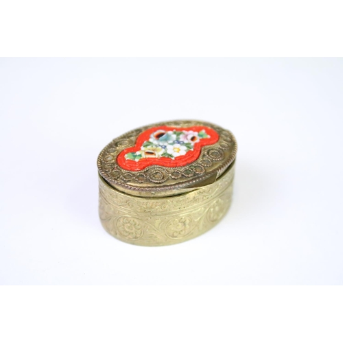 310 - A collection of four vintage micro mosaic pill boxes to include three marked Italy.