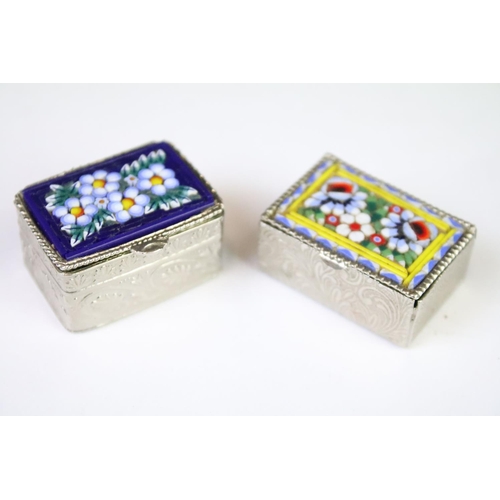 310 - A collection of four vintage micro mosaic pill boxes to include three marked Italy.