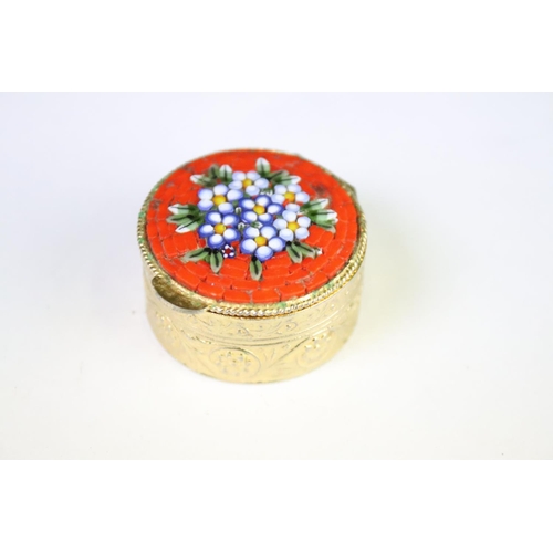 310 - A collection of four vintage micro mosaic pill boxes to include three marked Italy.