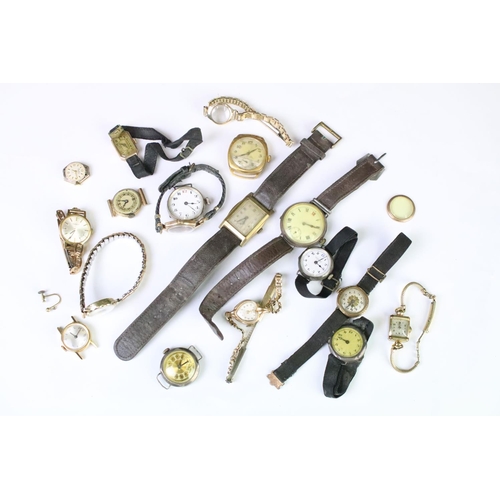 316 - A small collection of ladies and gents vintage wristwatches to include gold and silver examples.