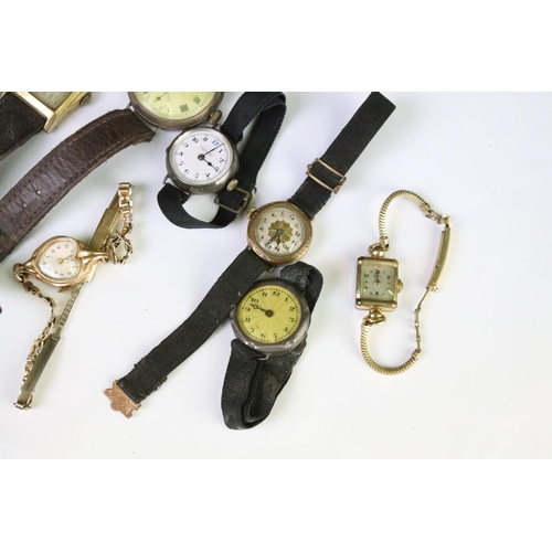 316 - A small collection of ladies and gents vintage wristwatches to include gold and silver examples.