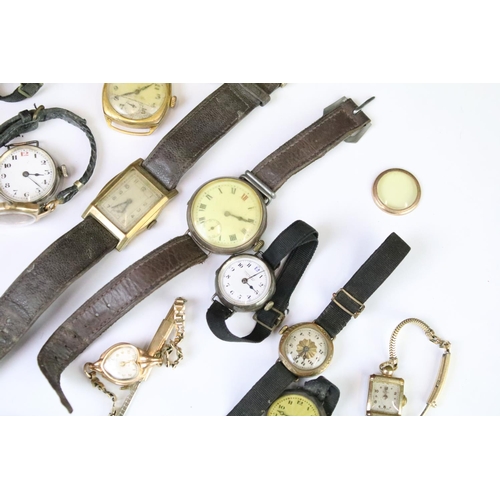 316 - A small collection of ladies and gents vintage wristwatches to include gold and silver examples.