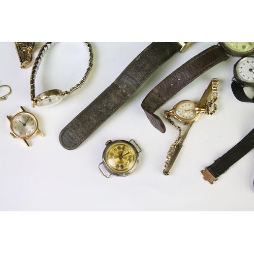 316 - A small collection of ladies and gents vintage wristwatches to include gold and silver examples.