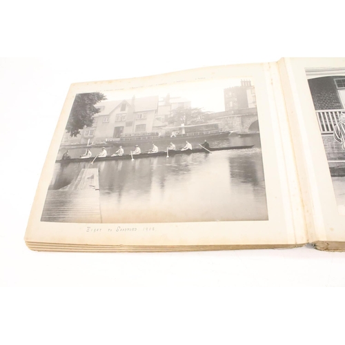 344 - Large early 20th century photograph album, the subjects to include Oxford University related, sports... 