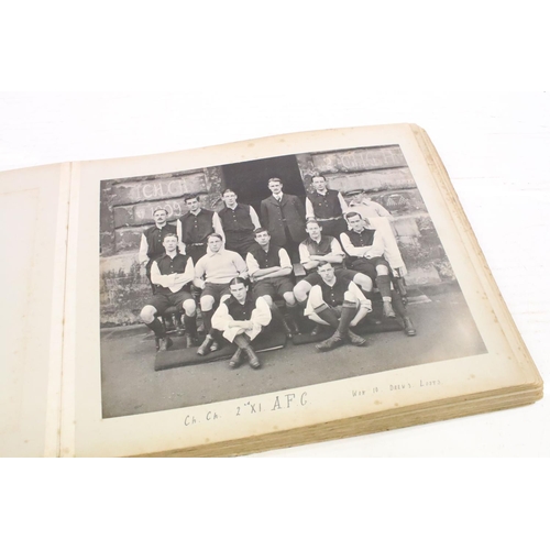 344 - Large early 20th century photograph album, the subjects to include Oxford University related, sports... 