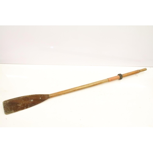 362A - Pair of vintage wooden rowing oars with handholds, approx 175cm long