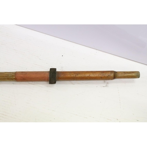 362A - Pair of vintage wooden rowing oars with handholds, approx 175cm long