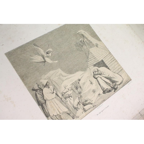 427 - Folder containing a large quantity of 19th century engravings and prints, to include: classical, ecc... 