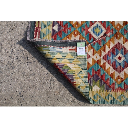 560A - Hand knotted woollen Chobi Kilim rug, 150cm long x 100cm wide