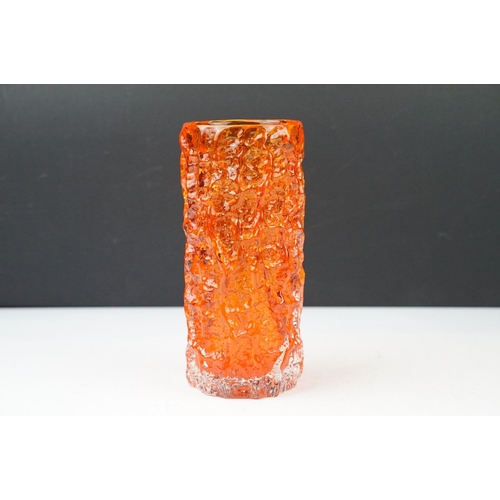 1 - Whitefriars 'textured bark' vase in the tangerine colourway, from Geoffrey Baxter's textured glass r... 