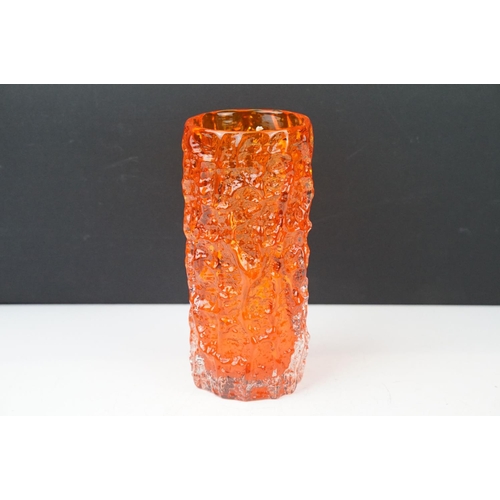 1 - Whitefriars 'textured bark' vase in the tangerine colourway, from Geoffrey Baxter's textured glass r... 