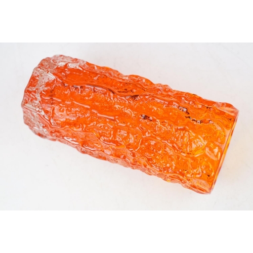 1 - Whitefriars 'textured bark' vase in the tangerine colourway, from Geoffrey Baxter's textured glass r... 